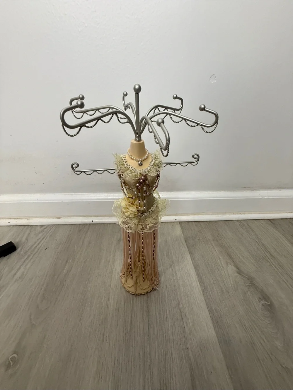 Dress Form Jewelry Stand in Cream and Gold